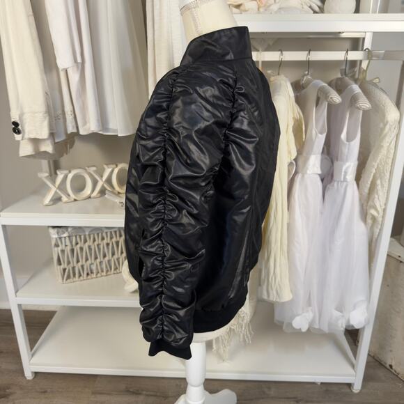 Kenneth Cole New York Women's Size M Faux Black Leather Zip Up Jacket #3407 - Picture 2 of 9